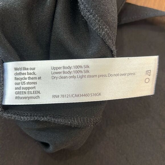 Eileen Fisher Black Longline 100% Silk Tunic Bateau Neck Sheer Chiffon Hem Sz S - Picture 7 of 7